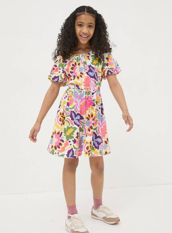 FATFACE Art Floral Jersey Printed Dress 9-10 years